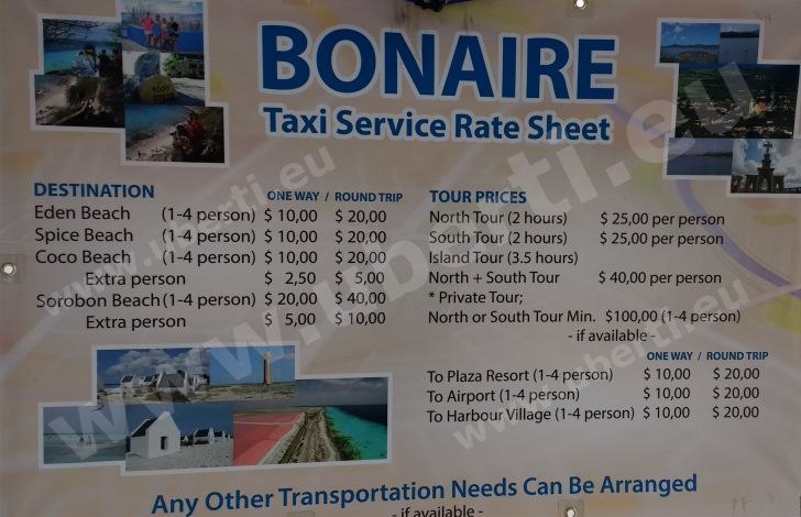 Bonaire taxi costi prezzi