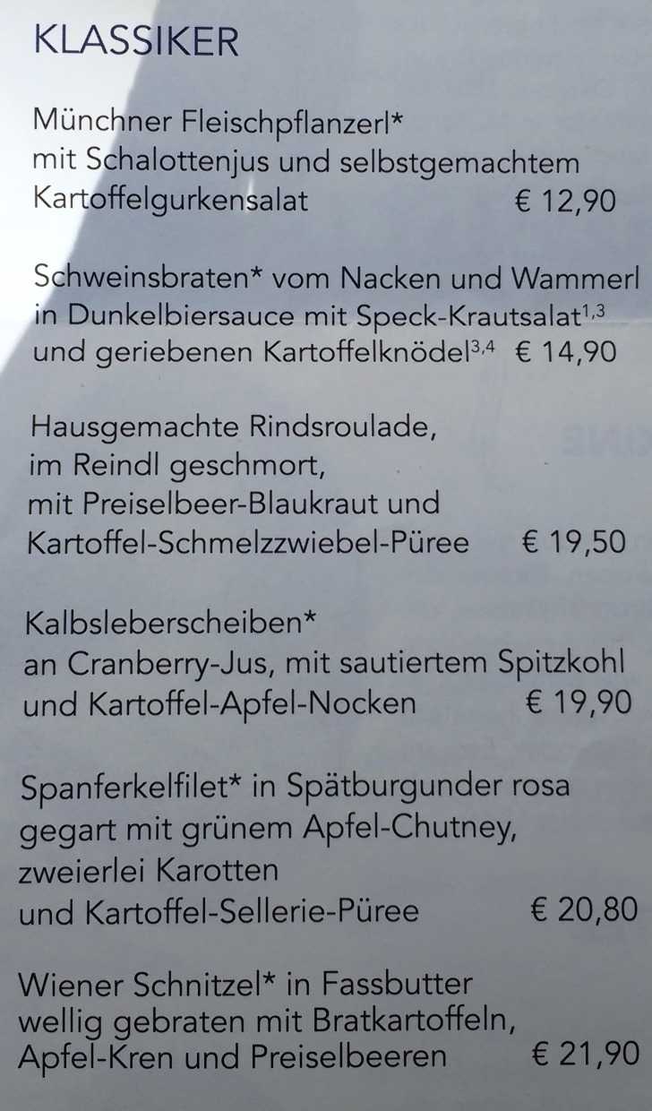 Nymphenburg Schlosswirtschaft Schwaige menu 2 klassiker