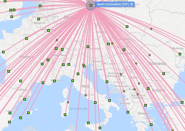 mappa voli Berlino SXF