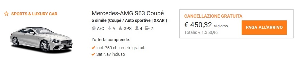 Sixt Germania lusso Mercedes AMG S63 coupe