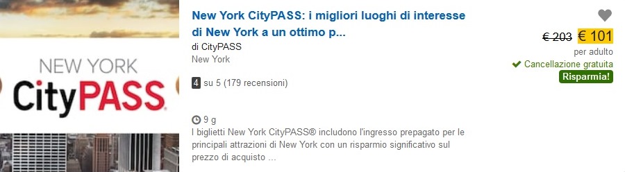 New York CityPass Expedia iscritti