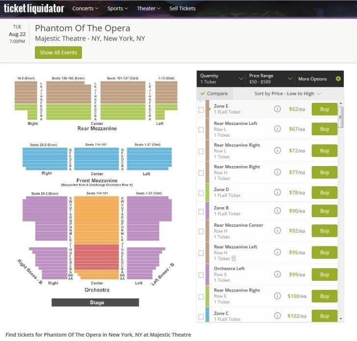Phantom of the Opera musical Broadway prezzi biglietti TicketLiquidator