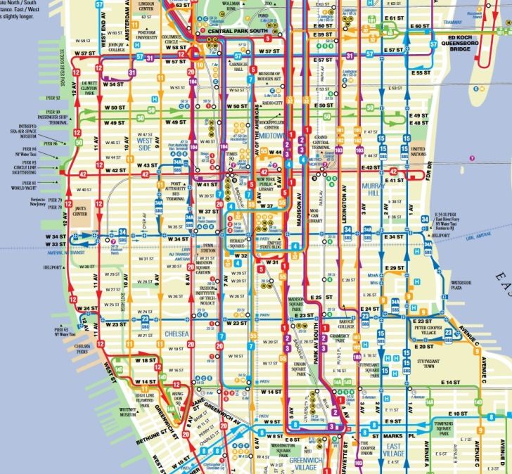 bus mappa linee New York City