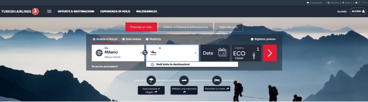 Turkish Airlines website home
