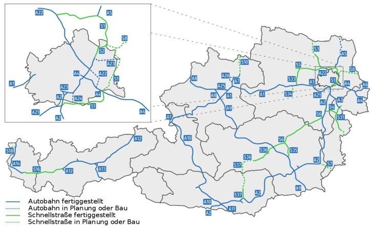 mappa autostrade austriache