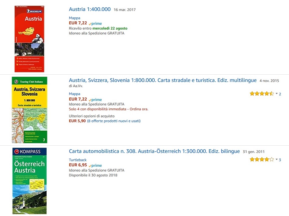 Amazon mappe stradali Austria