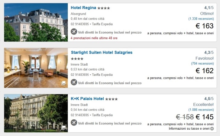 Expedia volo hotel Vienna offerte 4 stelle