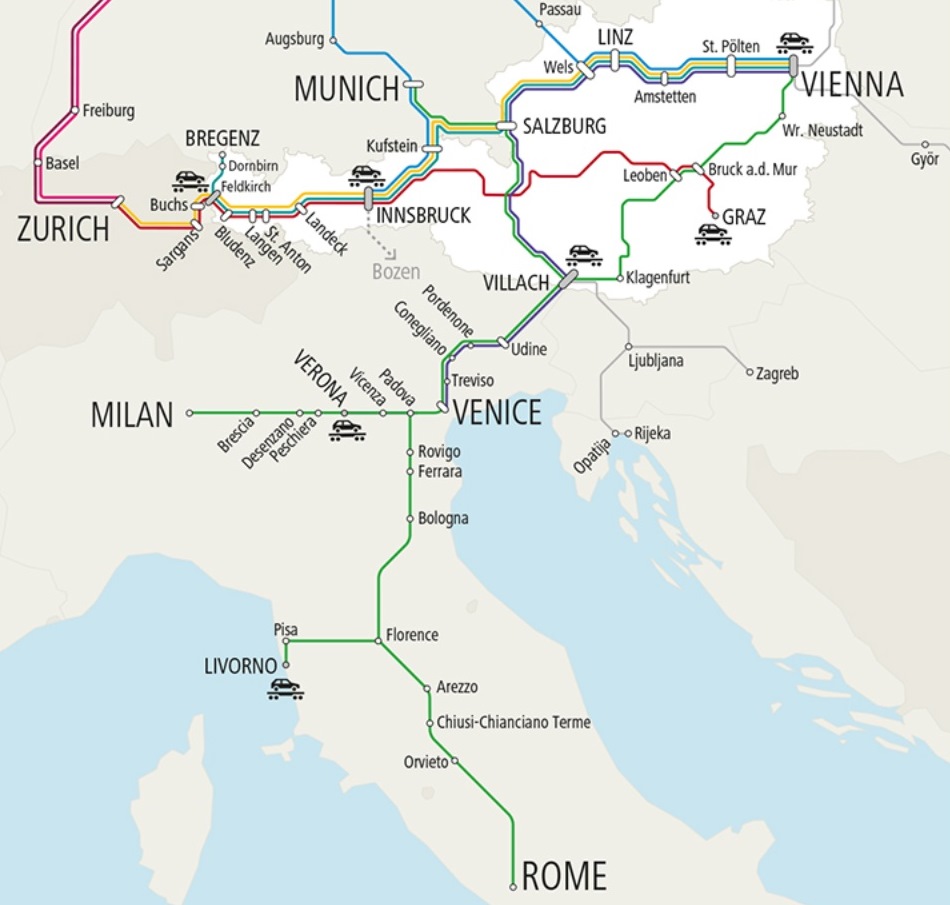treni notturni Austria Italia