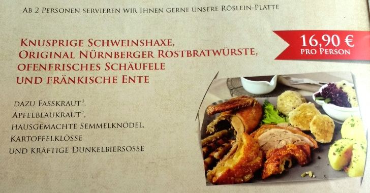 Bratwurst Roslein Norimberga menu offerta prezzi