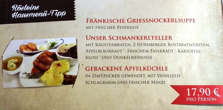 Bratwurst Roslein Norimberga menu completo 17,90€