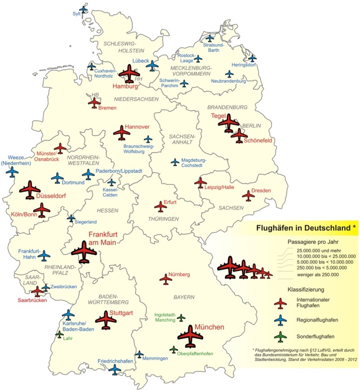 mappa aeroporti Germania