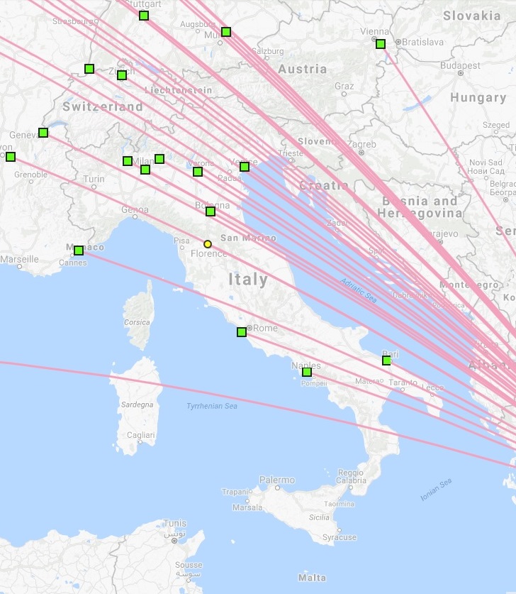 route map voli Mykonos Italia