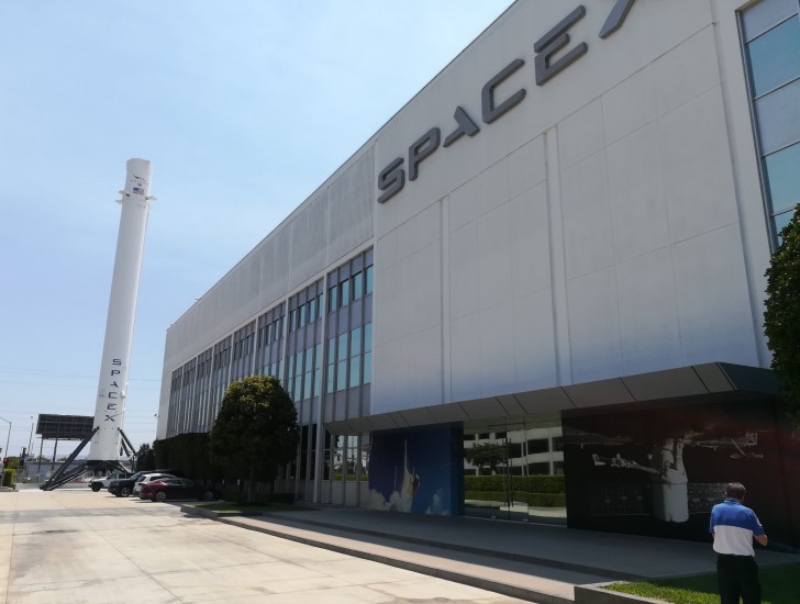 SpaceX Falcon 9 booster Hawthorne headquarters Los Angeles