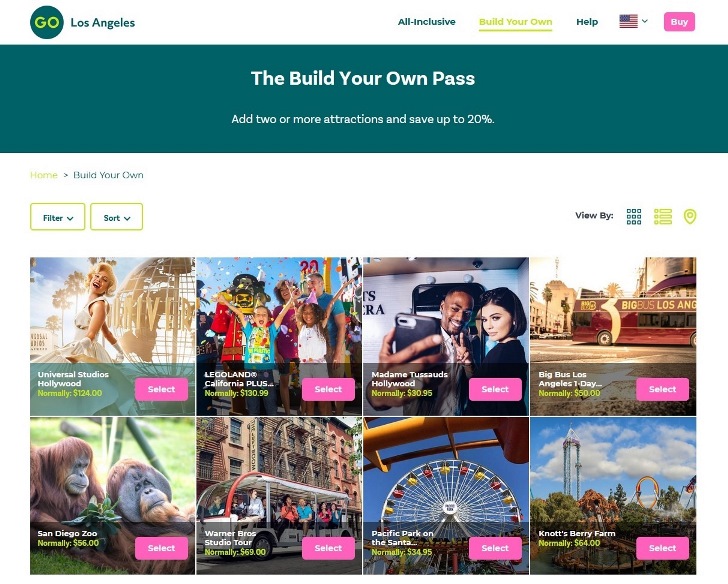 Build Your Own Los Angeles pass official website