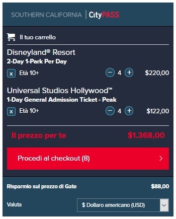 CityPass California Disneyland Universal risparmio