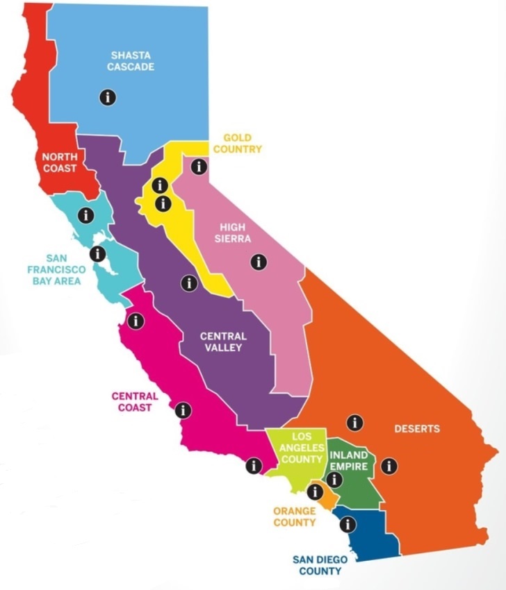 mappa 12 regioni California