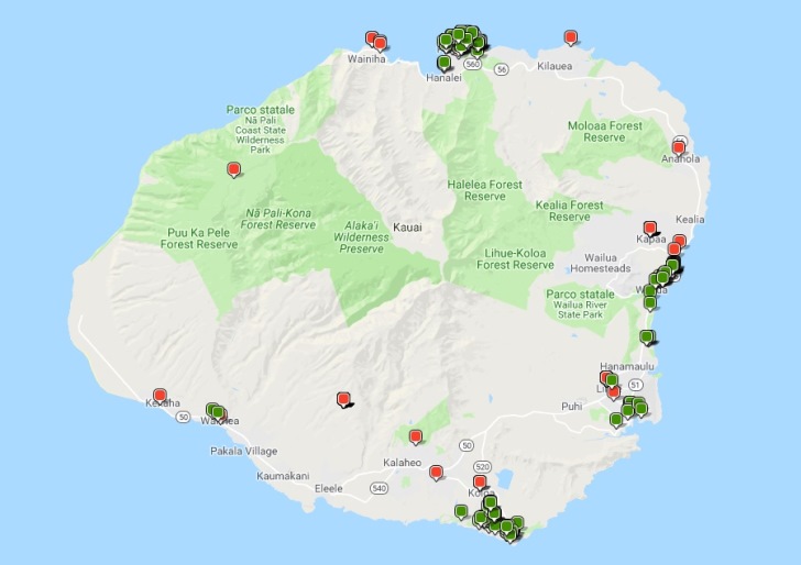 mappa hotel Kauai Hawaii