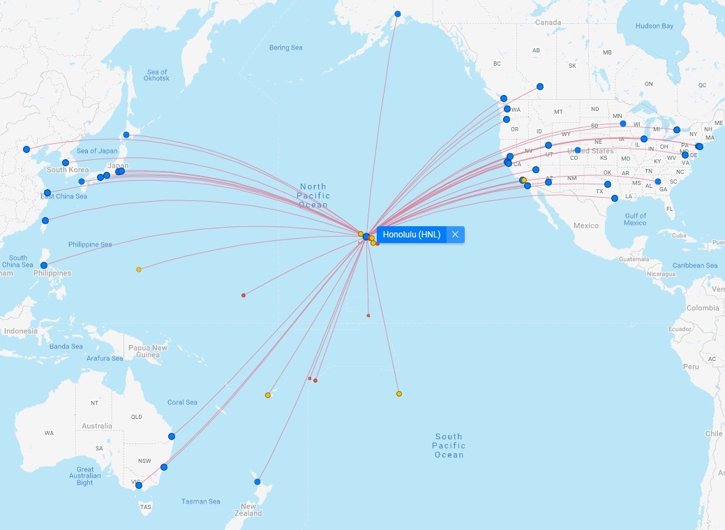 voli intercontinentali Hawaii