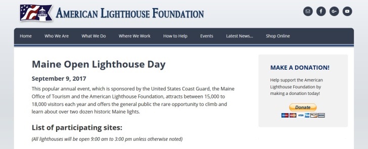 open lighthouse day Maine website