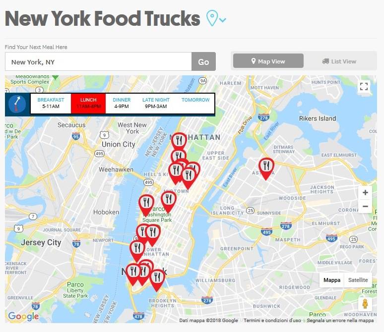 mappa migliori food truck New York City
