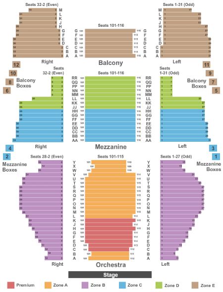 New Amsterdam Theatre posti sedere seating map