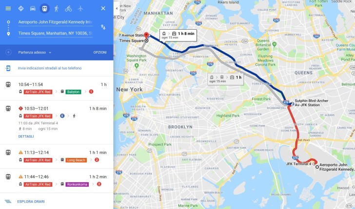 Google maps JFK Manhattan