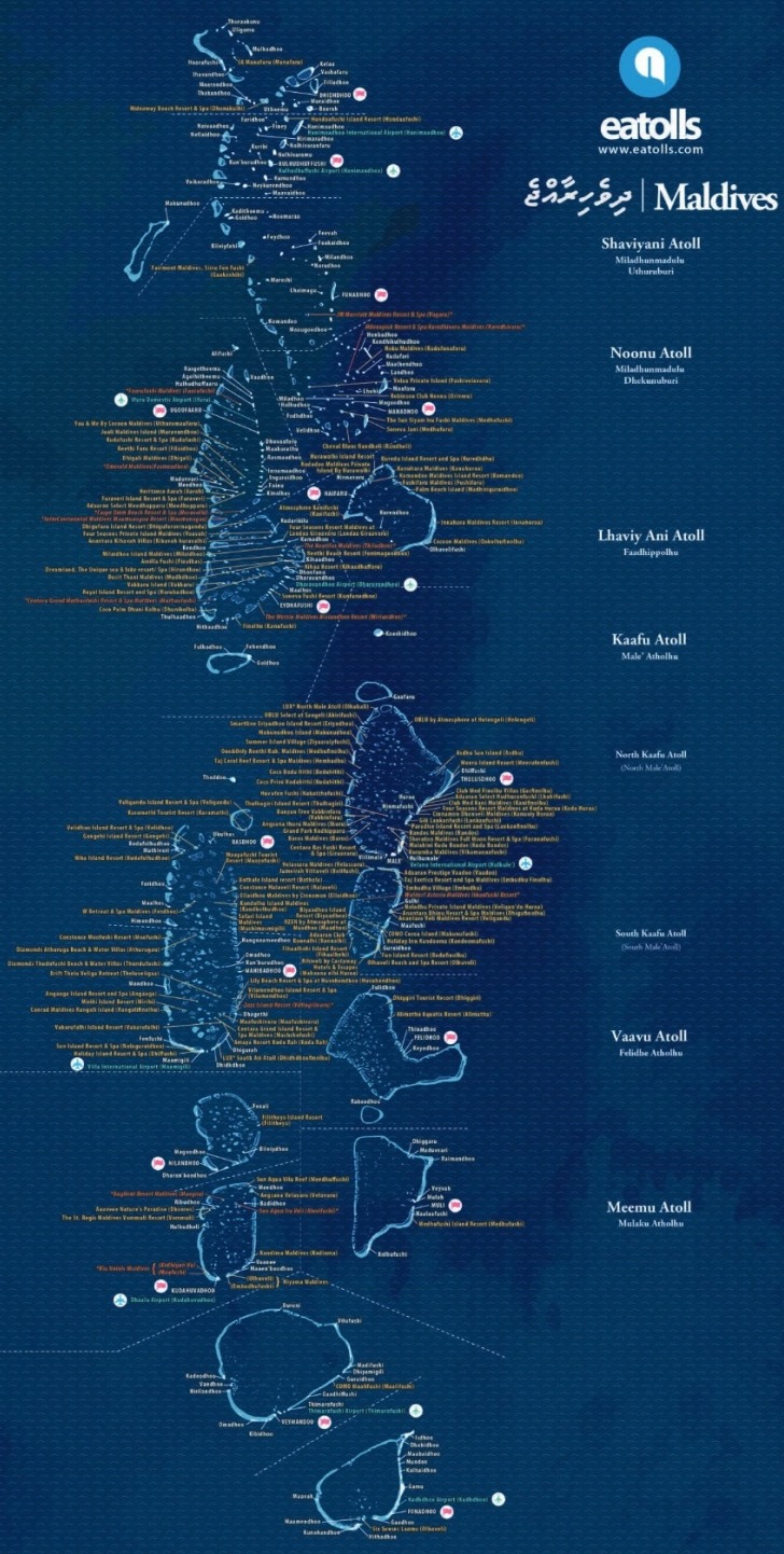 mappa atolli Maldive