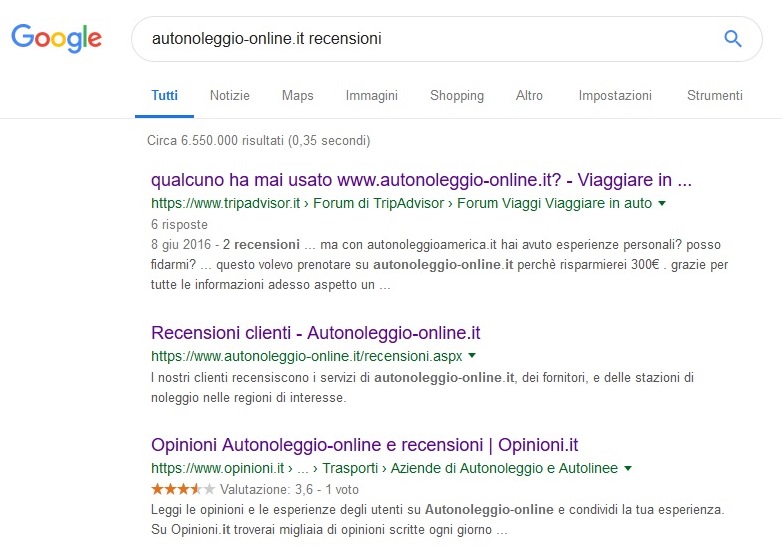opinioni autonoleggio-online.it Google