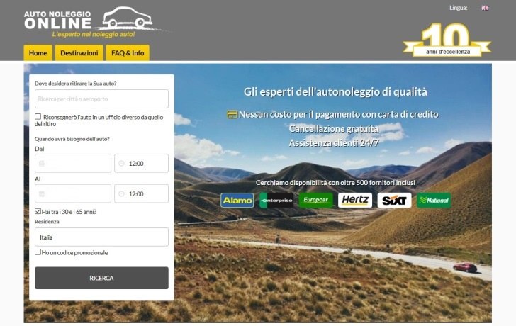autonoleggio online car rental website